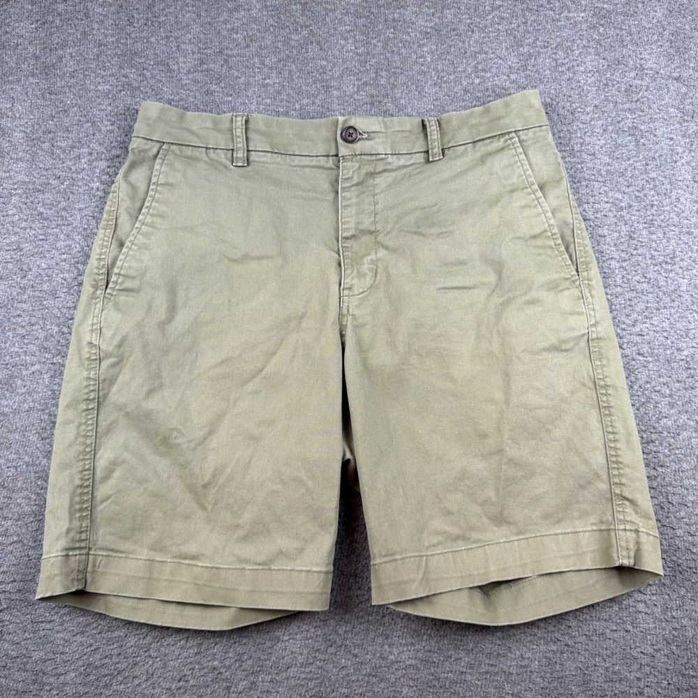 Chaps Chino Shorts Men's 32 Olive Green Stretch Flat Front Casual Cotton Blend